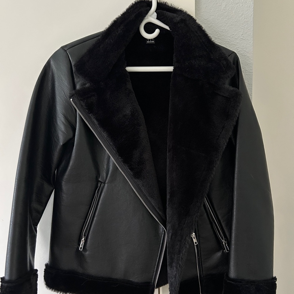 Women's Black Faux Leather Jacket